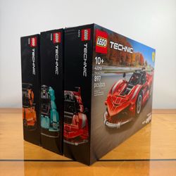 LEGO Technic Bugatti Chiron, Ferrari FXX K, and Aston Martin Valkyrie Set (42208, 42222, 42212) New