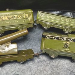 RARE Antique Marx Prewar ARMY SIPPLY train cars