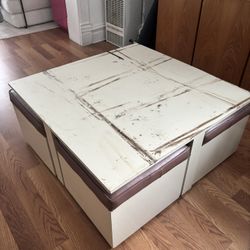 Vintage Modular Cube Dining Set – Space-Saving Retro Table with 4 Seats