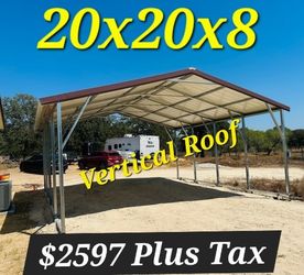 20x20x8 Vertical Roof Carport $2597