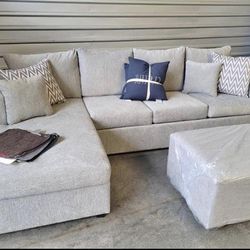 Brand New Light Grey L Shape Couch Free Delivery Free Ottoman 