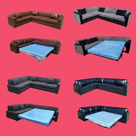 Brand NEW L Sofas SECTIONAL COUCHES CHAISE LOVESEAT WITH SLEEPER