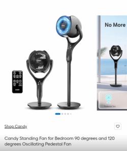 Candy Standing Fan for Bedroom 90 degrees and 120 degrees Oscillating Pedestal Fan