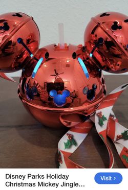 Disneyland Parks Christmas Holiday Mickey Jingle Bell Light Up Sipper New