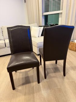 Brown Faux Leather Dining Chairs – Set of 2 Brand new