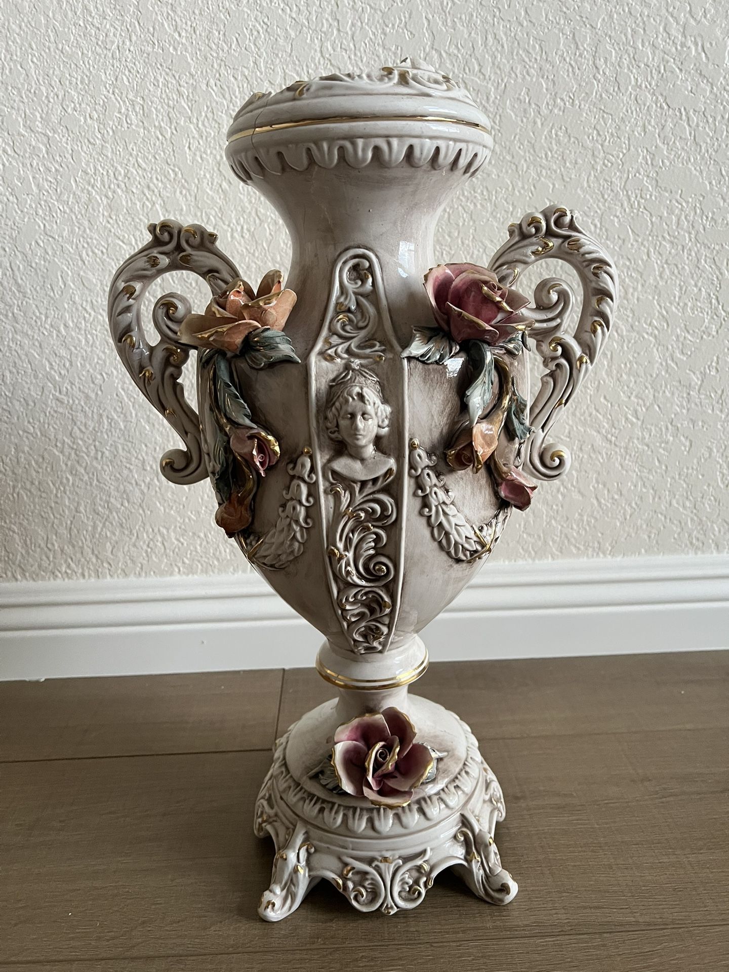 Vintage antique Victorian Sculptural Floral Women Vase