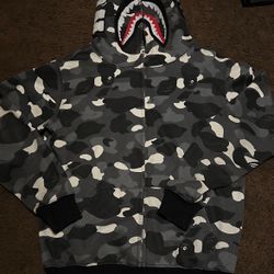 Dark Grey Camo Bape Zip Up Hoodie 