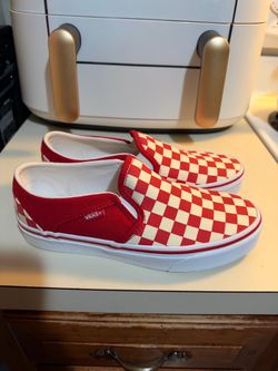 Vans Classic Slip-On Checkered Red & White Sneakers size 7