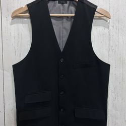 J. Ferrar JF Modern Fit Suit Dressy Vest Men's M Black Rayon Blend Welt Pockets