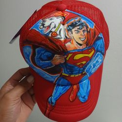 Superman hand painted trucker hat