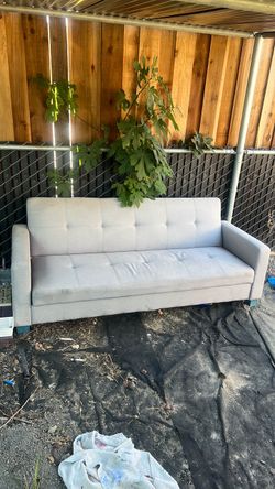 Light Gray Tufted Fabric Futon