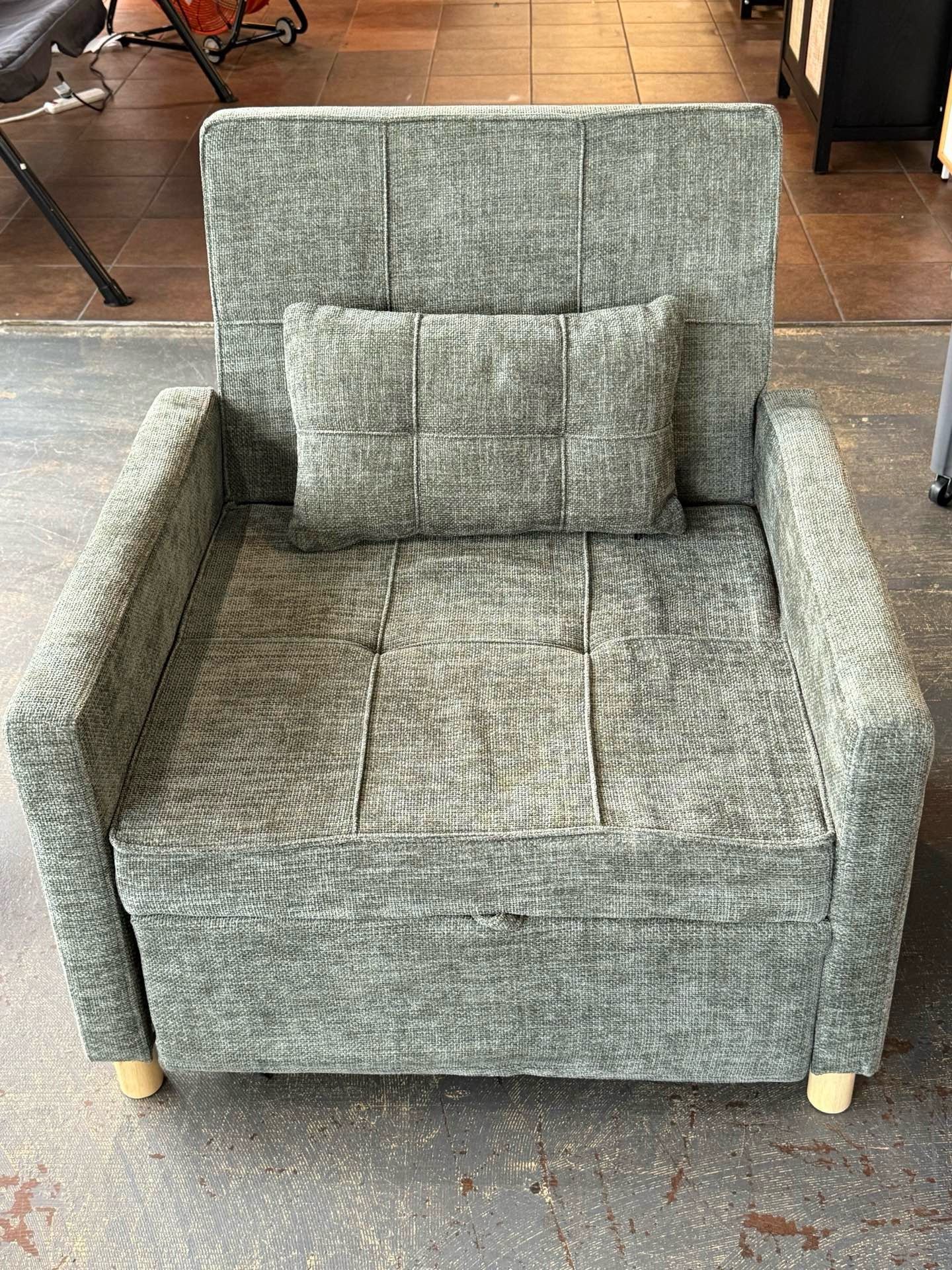 Adult Convertible 31.5 Inch Sleeper Chair, 3-in-1 Pull-Out Sofa Chair with Side Pockets, Pillows and Adjustable Backrest for Small Spaces, RVs, Apartm