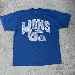 Vintage Detroit Lions blue and white single stitch tee football size Large see measurements
