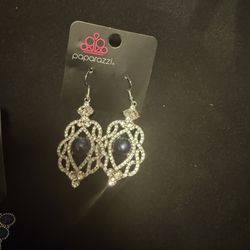 Paparazzi Blue Silver Tone Dangle Earrings