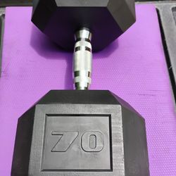 NEW SINGLE 70 LB. RUBBER DUMBBELLS  •  BUMPER PLATES  •  BATTLE  ROPES •  WALL  BALLS • SLAM  BALLS •  5-6-7 FOOT  BARS  •  EZ CURL BARS  •WEIGHT VEST