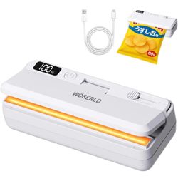 Mini Bag Sealer with Cutter & Magnet Rechargeable Bag Sealer Plastic Bags Portable Sealer Machine with LED Power Display, 3 Gear Adjustable Handheld H