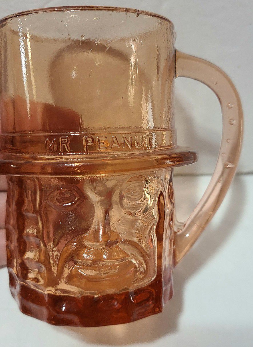 Vintage Mr Peanut Child's Amber Mug