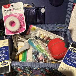 Sewing Supplies With Basket