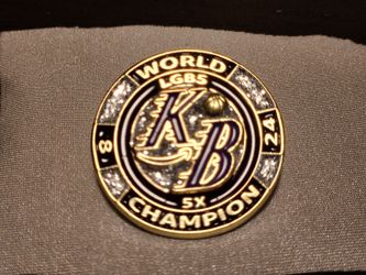 Kobe Bryant 5X World Champion Tribute Pin - Numbers 8 & 24 Lakers Monogram
