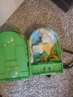 Green Plastic Pokemon Backpack Carrying Case Playset