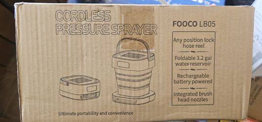 Portable Cordless Electric Sprayer with 3.2 Gal Water Tank Auto-Retract & Any-Length Lock Hose Reel, Portable Pressure Washer for Rinseless Car Wash, 