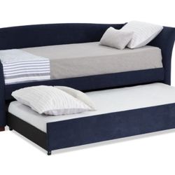 Twin Day Bed All Black Leather 