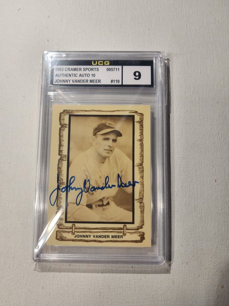 1983 Cramer Sports Johnny Vander Meer Baseball Cards #110 AUTOGRAPHED UCG GRADED 9 MINT