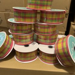 1.5” X10yd Spring Plaid Wired Ribbon