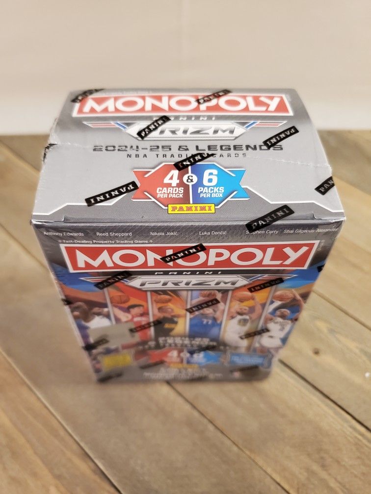 monopoly panini prizm: 2024-25 nba basketball trading cards booster box 2024-25 Prizm MonopolyFULL PREVIEW 3 DIFFERENT BOXES printed White Money Blast insert featuring some of the top Rookies 2024-25 Panini Prizm Monopoly Basketball