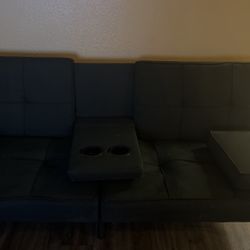 black futon couch. 