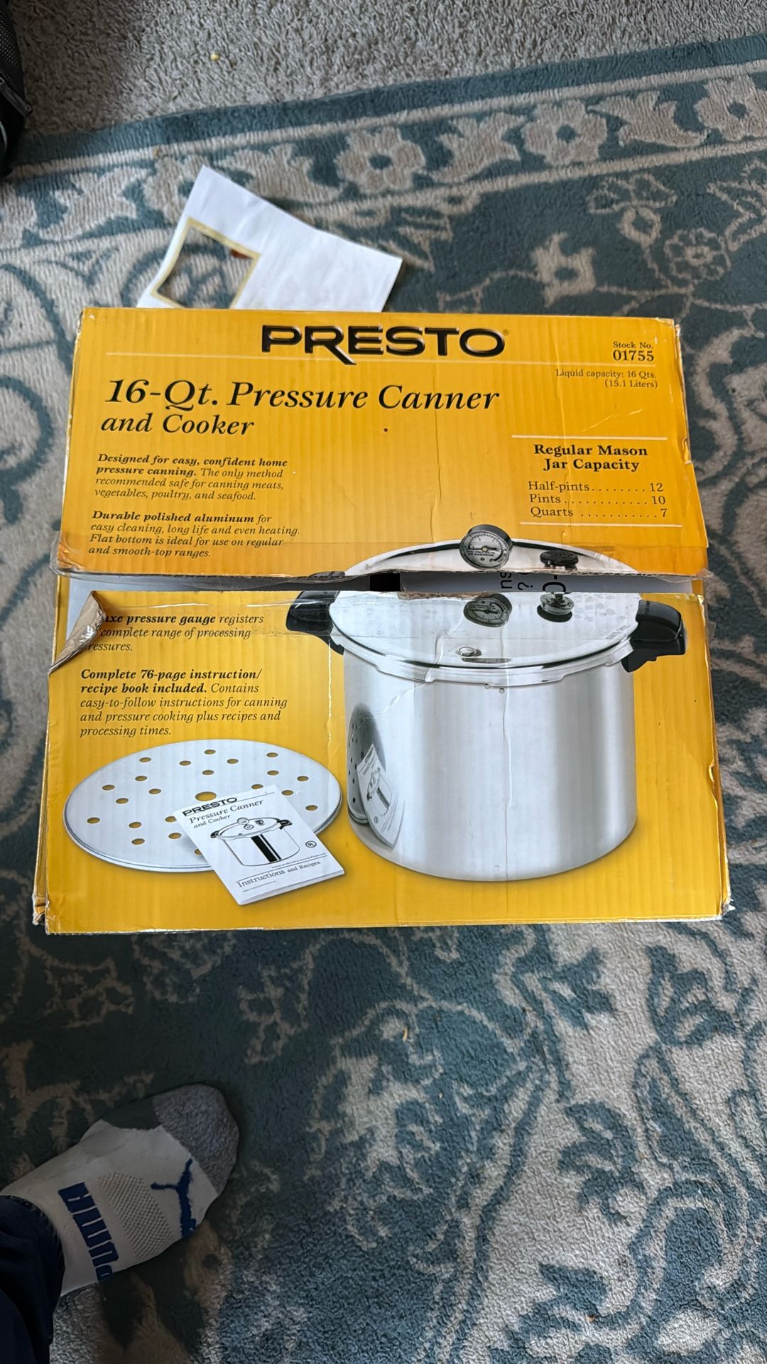Presto 01755 16-Quart canner Pressure Cooker- Open Box