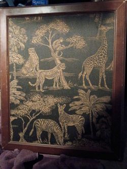 Framed African Safari Tapestry Wall Art