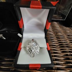 Gorgeous 3 Carat Natural Diamond Cocktail Ring  14K White GOLD