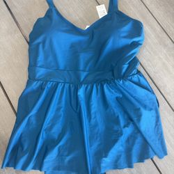 Nwt: CUPSHE Plus Size Swimsuit for Women One Piece Bathing Suit Scoop Neck Ruffled Swim Dress