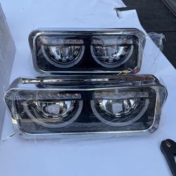 2008 - 2019 Peterbilt 365 LED black / chrome Headlights trailer farros Luces micas Camión Auto Parts 