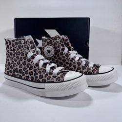Converse CTAS EVA Lift Hi Leopard Print Platform Sneakers Women Size 8