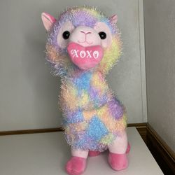 Kellytoy Valentine Tie Dye Furry Llama Plush Animals 16”
