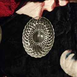 HEAVY 4 SECTION OVAL CRYSTAL DISH