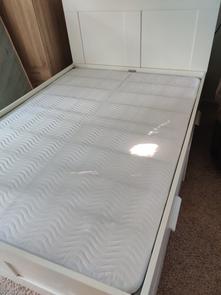 Ikea Brimnes bed with new steel bunkie board base