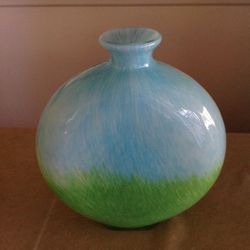 STUNNING and Unique Blue & Green Gradient Glass Vase