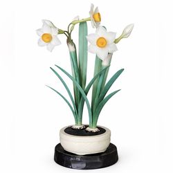 Antique Japanese Meiji Period Narcissus Okimono Botanical Sculpture c. 1800’s