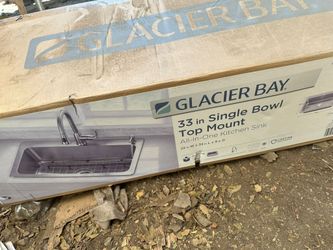 lacier Bay Bratten 33 in. Drop-In Single Bowl 18 Gauge Stainless Steel Kitchen Sink with Pull-Down F