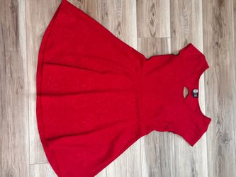 Red Floral Jacquard Fit and Flare Dress