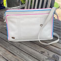 Hand Painted Customized Pillipe White Leather Shoulder Purse 