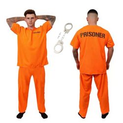 Inmate Prisoner Jail Orange Jumpsuit Costume Adult Small - Traje de Prisionero Carcel Adulto Chico 