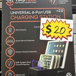 TIMSTOOL Universal 6-Port USB Charging Station v2.0