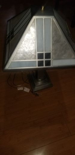 Table Lamp Art Deco Bronze Stained Glass for Living Room