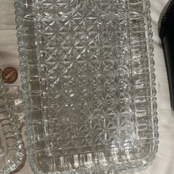 Snack Tray Glass  Set Of 4