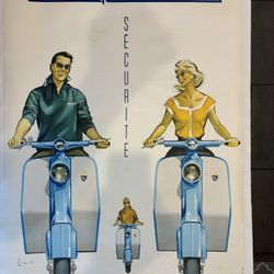 Rare French Lambretta Advertisement Poster Print Original