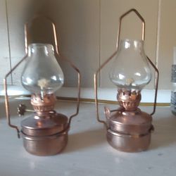 Antique Copper Oil Lamps 
